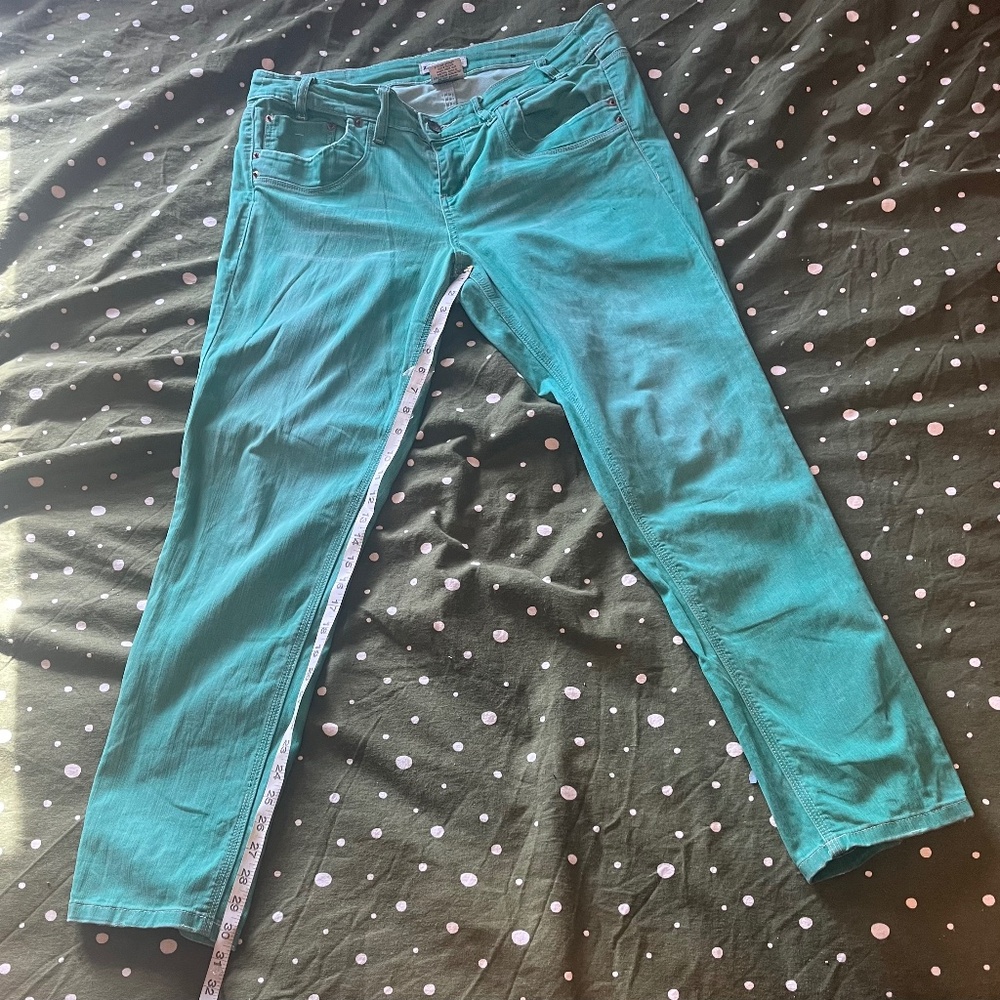 Z. Cavaricci Green Jeans Size 14 Straight Leg